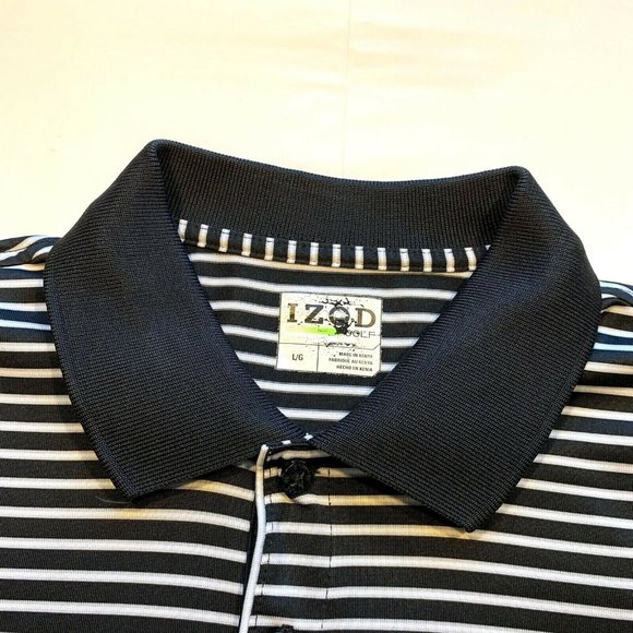 IZOD Golf Polo Shirt Mens Large Performance Tee Short Sleeve Striped Athleisure - Picture 5 of 12
